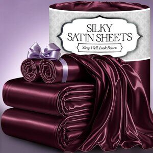 19- Satin 4 Piece Luxury Silky Queen Size Bedding Set 15"  Deep